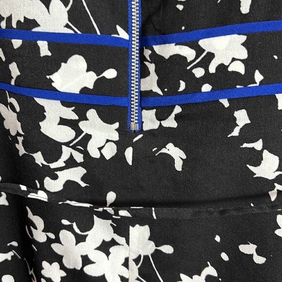 Motherhood Maternity scoop neck cap sleeve black & white w blue trim tunic XL - Picture 9 of 14